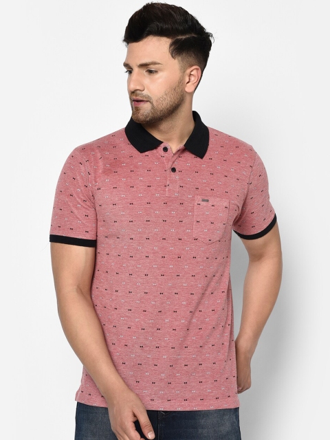 

Duke Men Red Printed Polo Collar T-shirt