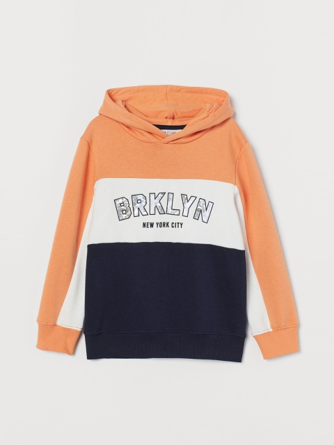 

H&M Boys Blue & Yellow Colourblocked Motif Detail Hoodie