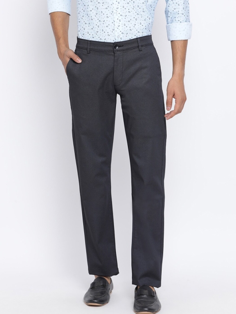 

Turtle Men Charcoal Slim Fit Self Design Regular Trousers