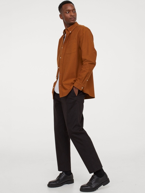 

H&M Men Rust Brown Oxford Shirt Regular Fit