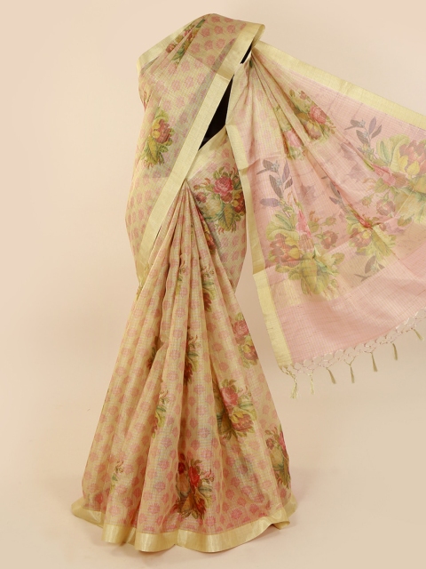 

Pothys Cream-Coloured Printed Tissue Saree