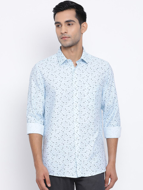 

Turtle Men Blue Slim Fit Printed Casual Shirt