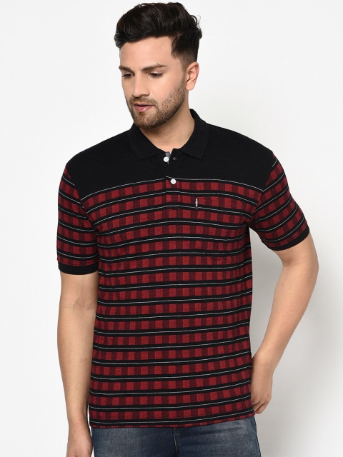 

Duke Men Black Checked Polo Collar T-shirt