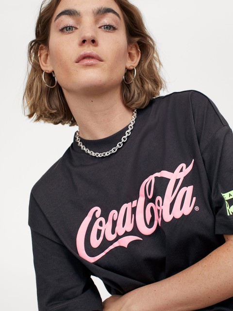 

H&M Women Black Printed T-shirt