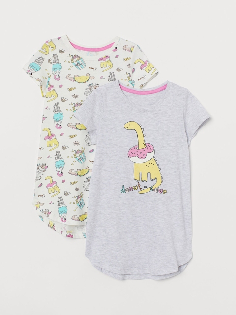 

H&M Girls Multicoloured Printed 2-Pack Jersey Nightdresses, Multi
