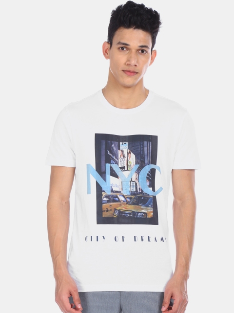 

Arrow Sport Men White Printed Round Neck T-shirt