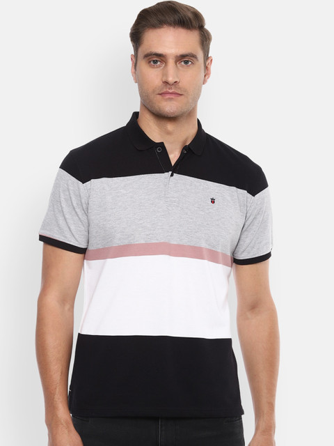 

Louis Philippe Sport Men White Striped Polo Collar T-shirt