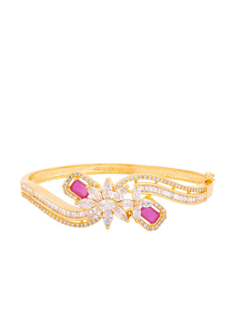 

Voylla Gold-Plated White CZ-Studded Bangle-Style Bracelet