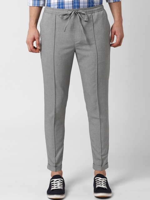 

Peter England Men Grey Tapered Fit Solid Regular Trousers
