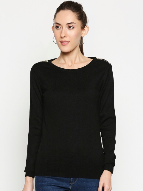 

Annabelle by Pantaloons Women Black Solid Pullover Sweater