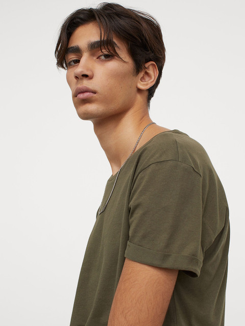 

H&M Men Green Cotton T-shirt