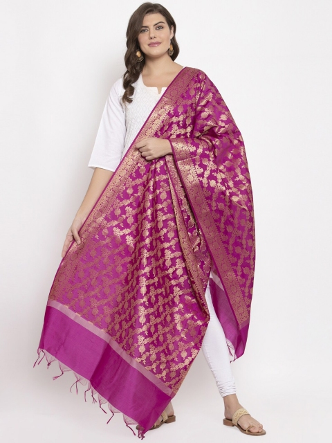 

LOOM LEGACY Purple & Gold-Coloured Woven Design Banarasi Jacquard Dupatta