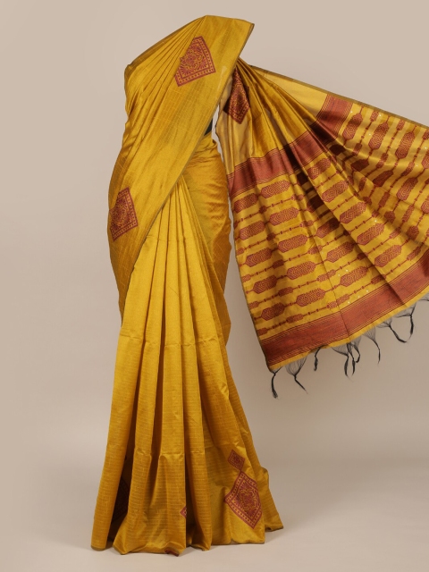 

Pothys Mustard Yellow Woven Design Jute Silk Saree