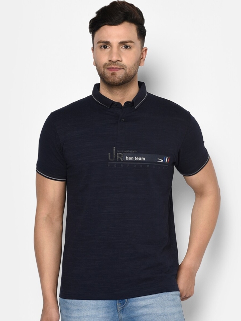 

Duke Men Blue Solid Polo Collar T-shirt