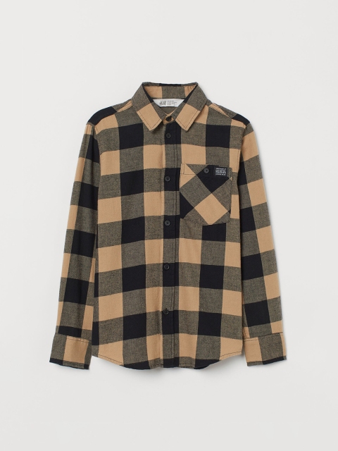 

H&M Boys Beige & Black Checked Cotton Flannel Shirt