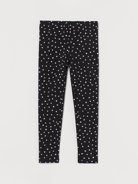 

H&M Girls Black & White Printed Leggings With Brushed Inside