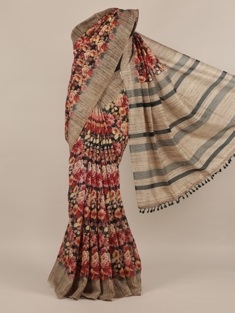 

Pothys Green Printed Jute Silk Saree with Jhalar Pallu