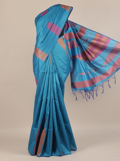 

Pothys Blue & Pink Jute Silk Woven Design Saree