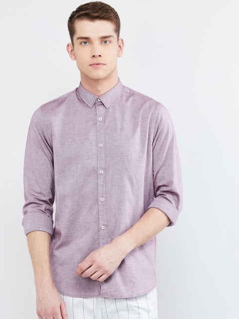 

max Men Purple Slim Fit Solid Casual Shirt