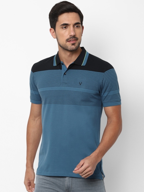 

Allen Solly Men Blue Striped Polo Collar T-shirt