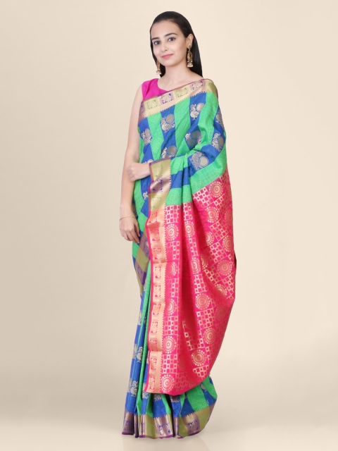 

Hastakala Green Silk Blend Woven Design Handloom Kanjeevaram Saree
