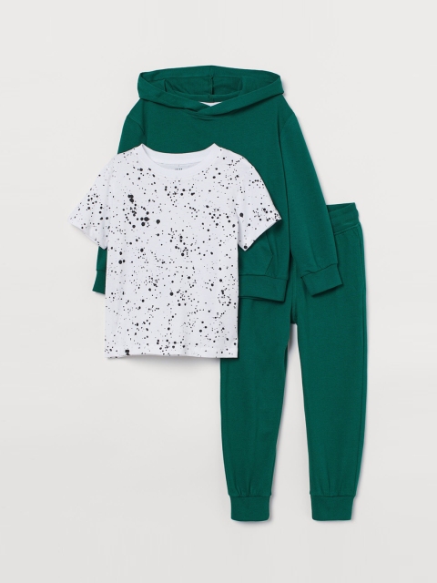 

H&M Boys Green & White 3-Piece Cotton Set