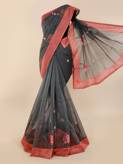 

Pothys Grey Printed Supernet Saree