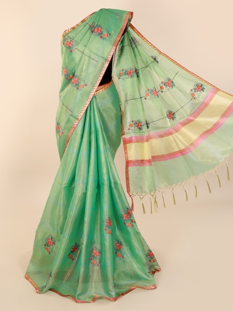 

Pothys Green & Pink Tissue Printed Saree