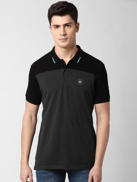 

Peter England Casuals Men Grey Colourblocked Polo Collar T-shirt