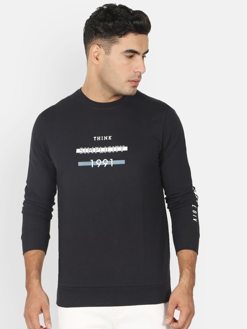 

Octave Men Navy Blue Printed Round Neck T-shirt