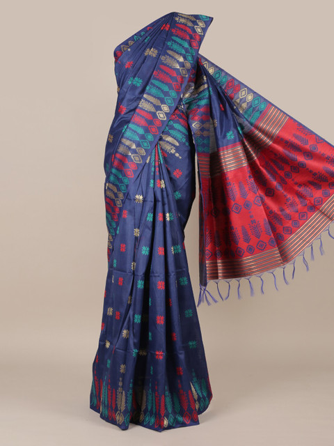 

Pothys Blue Woven Design Jute Silk Saree