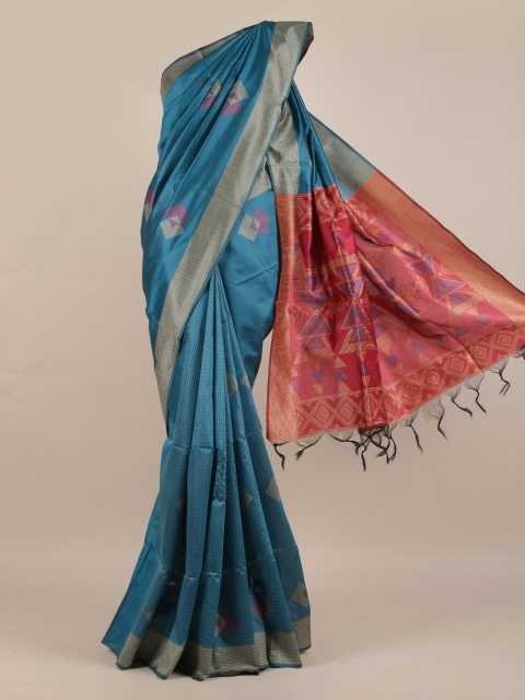 

Pothys Blue Woven Design Jute Silk Saree