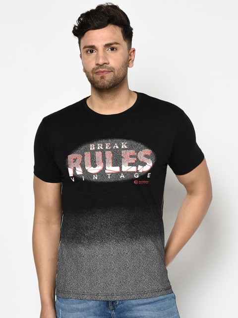 

Duke Men Black Printed Round Neck T-shirt