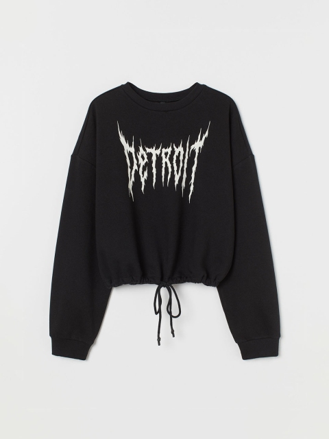 

H&M Women Black Drawstring Sweatshirt
