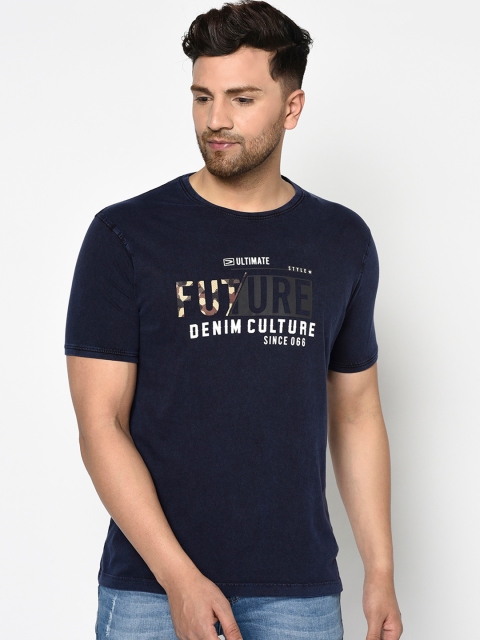 

Duke Men Blue Printed Round Neck T-shirt