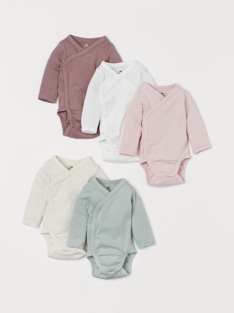 

H&M Kids 5 Pack Wrapover Bodysuits, White