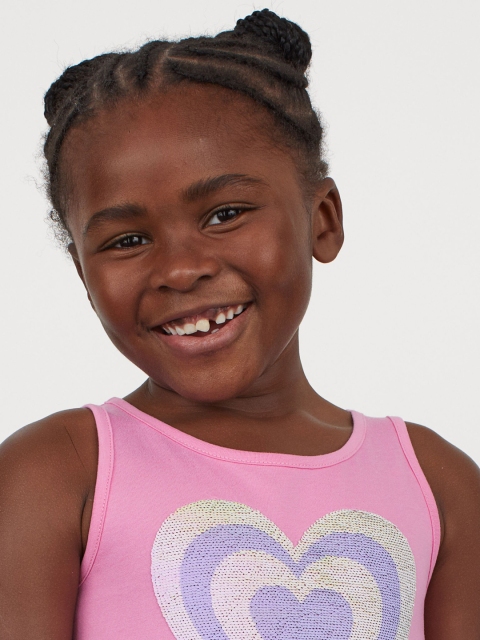 

H&M Girls Pink Sequin-Motif Vest Top