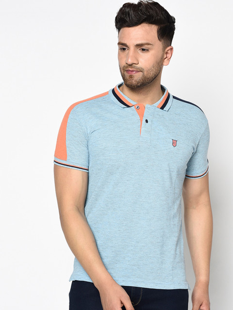 

Duke Men Blue Solid Henley Neck T-shirt