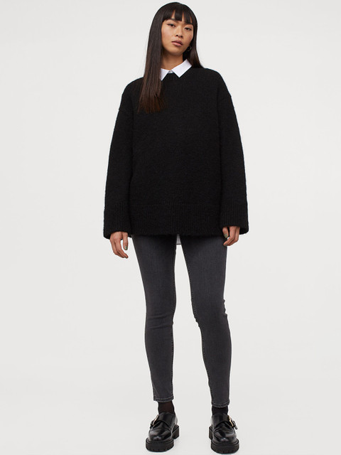 

H&M Women Black Solid Mama Super Skinny Jeans