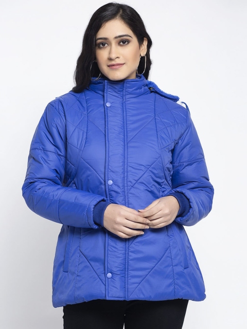

KLOTTHE Women Blue Solid Windcheater Parka Jacket