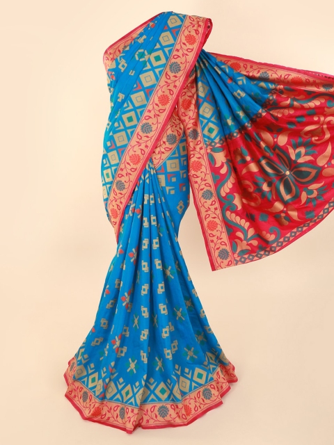 

Pothys Blue & Red Supernet Printed Saree