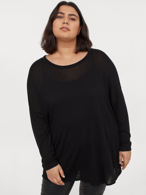 

H&M Plus Women Black Fine-Knit Jumper
