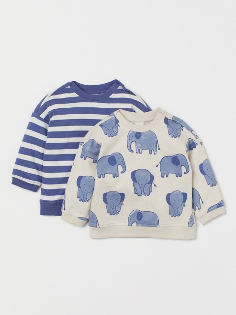 

H&M Boys Blue 2-Pack Cotton Sweatshirts, White
