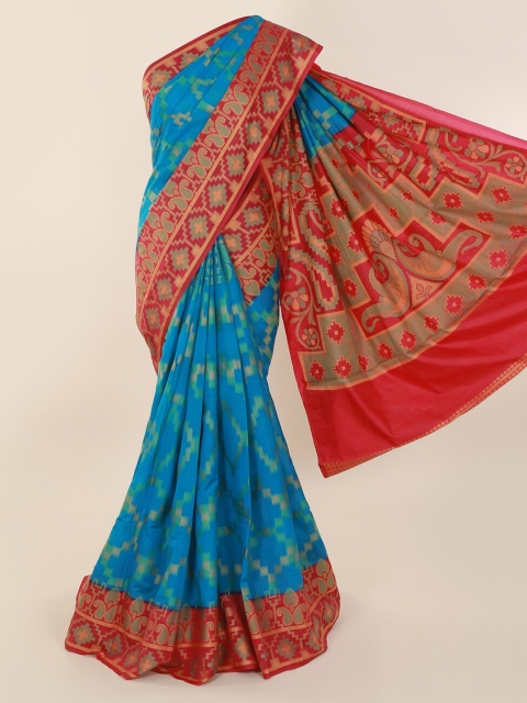 

Pothys Blue Woven Design Cotton Blend Saree