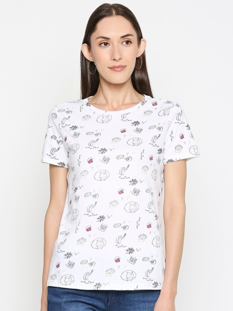 

Honey by Pantaloons Women White Printed Round Neck T-shirt