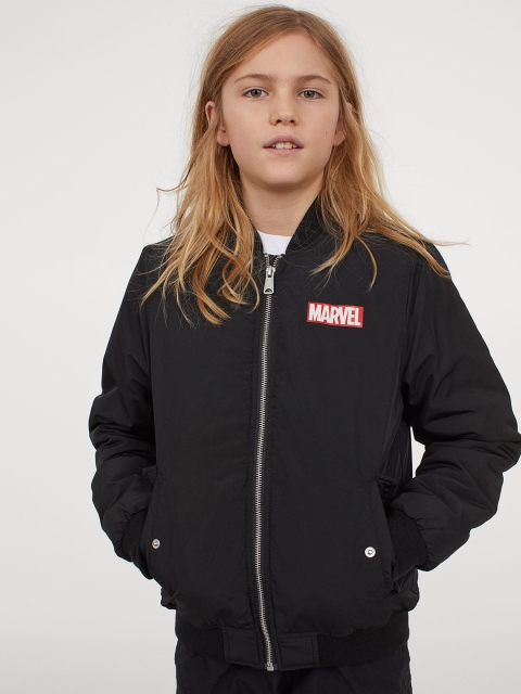 

H&M Boys Black Solid Padded Bomber Jacket