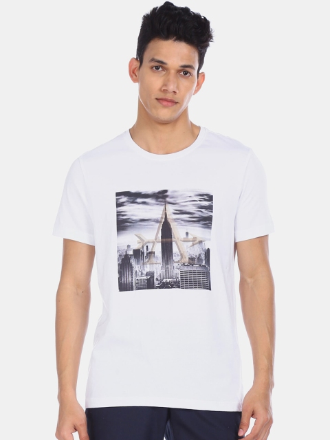 

Arrow Sport Men White Printed Round Neck T-shirt