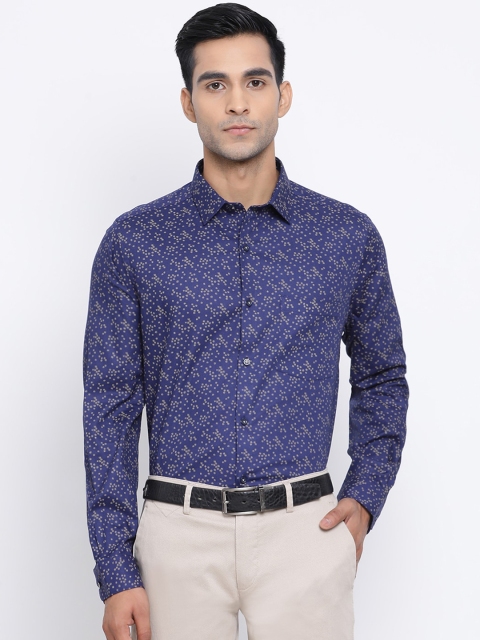 

Turtle Men Navy Blue & Beige Slim Fit Printed Formal Shirt