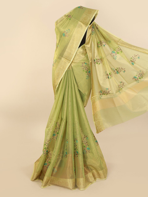 

Pothys Green Embroidered Tissue Saree