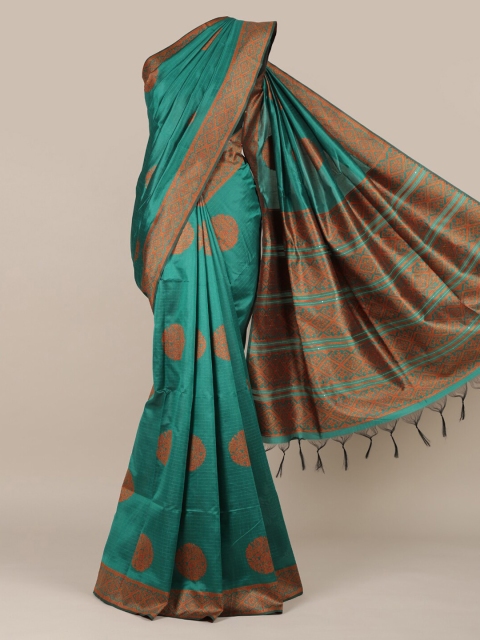 

Pothys Green Printed Jute Silk Saree